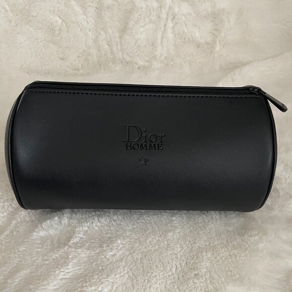 Christian Dior Unisex Black Faux Leather Cylinder Toiletry - Picture 1 of 9